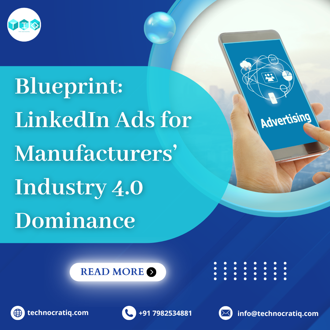 Manufacturing executive reviewing Industry 4.0 LinkedIn ads for smart factory SMM campaign in 2025.